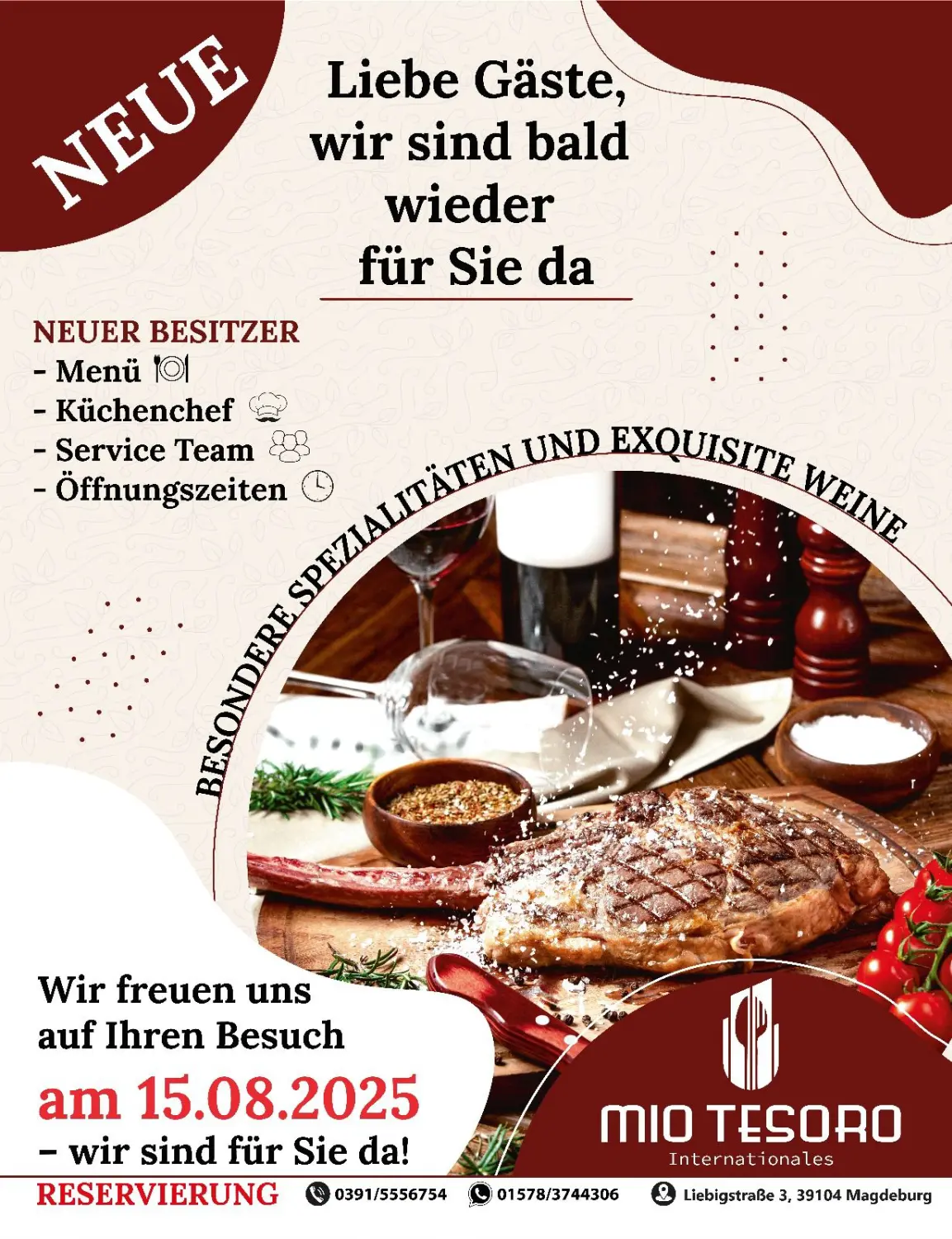 Mio Tesoro - neuer Veranstaltungsflyer
